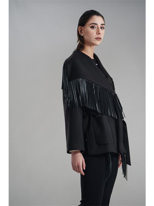 Cappotto con frange Love To Love by Gai Mattiolo | LV2152NERO